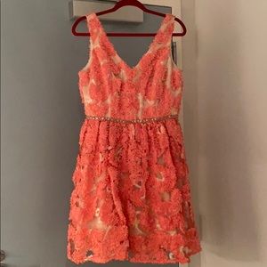 PINK/SILVER FLOWERED WITH CREAM UNDERTONE DRESS